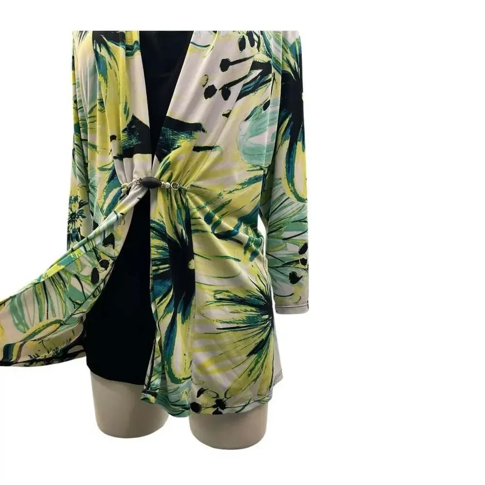 Y2K Floral Print Draped Cardigan Top